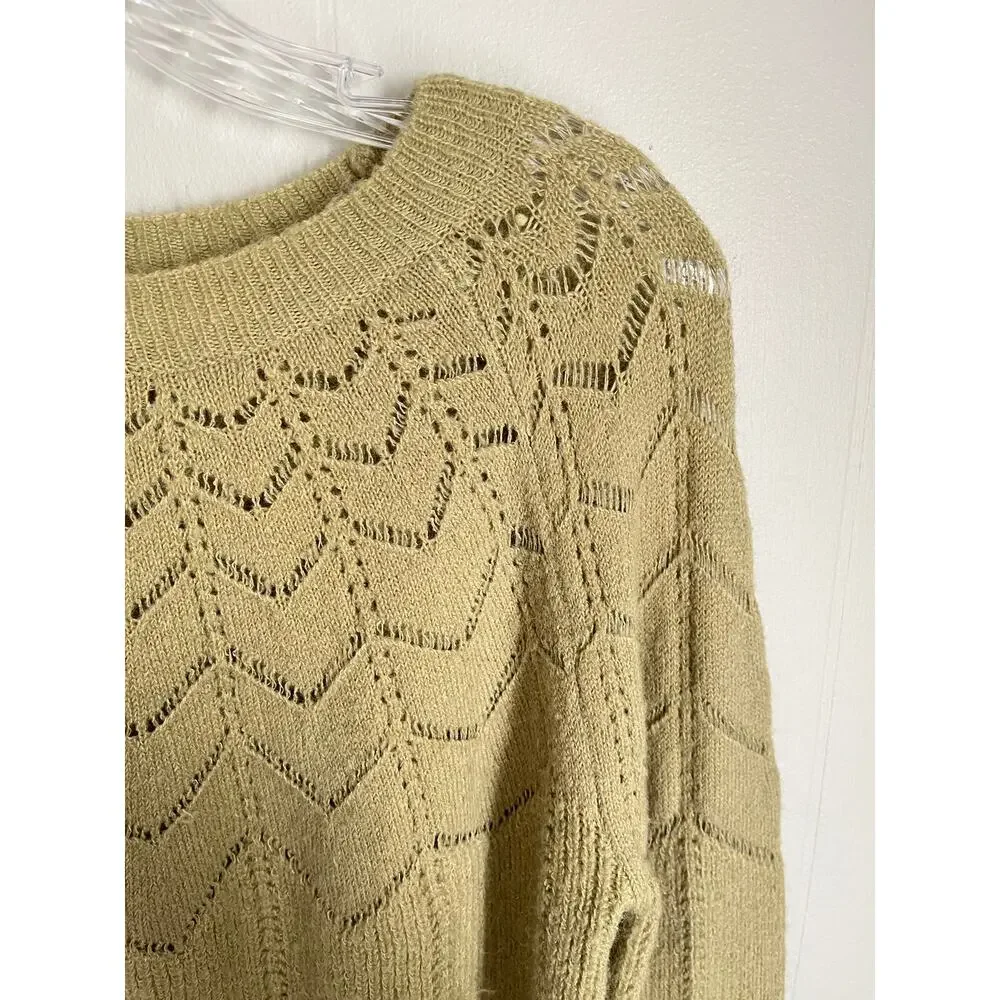 ASTR The Label‎ Dia Pointelle Sweater Medium Dusty Sage Green Quiet Luxury